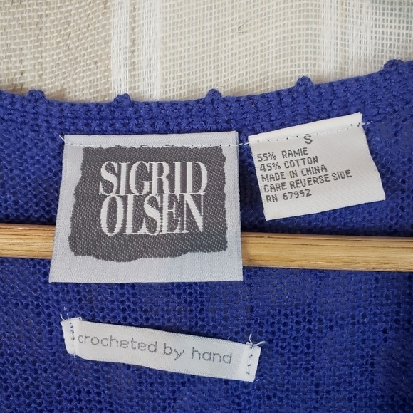Vintage Sigrid Olsen Crocheted by Hand Sweater Vest‎ Blue Size Small - Picture 3 of 8